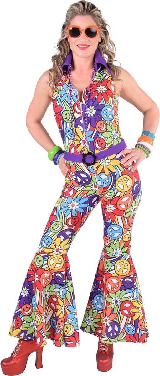 Hippie Kostuum | Jaren 70 Broekpak Jumpsuit Hippie | Vrouw | Small | Carnaval kostuum | Verkleedkleding